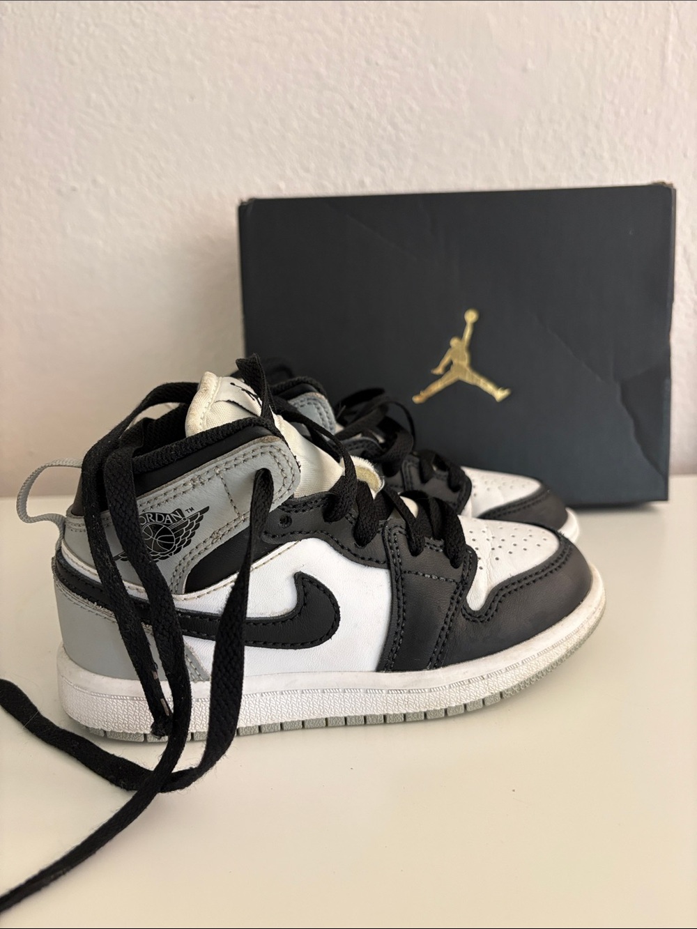 Nike Jordan Kids' Mid-Top Sneakers in White, Black, Grey